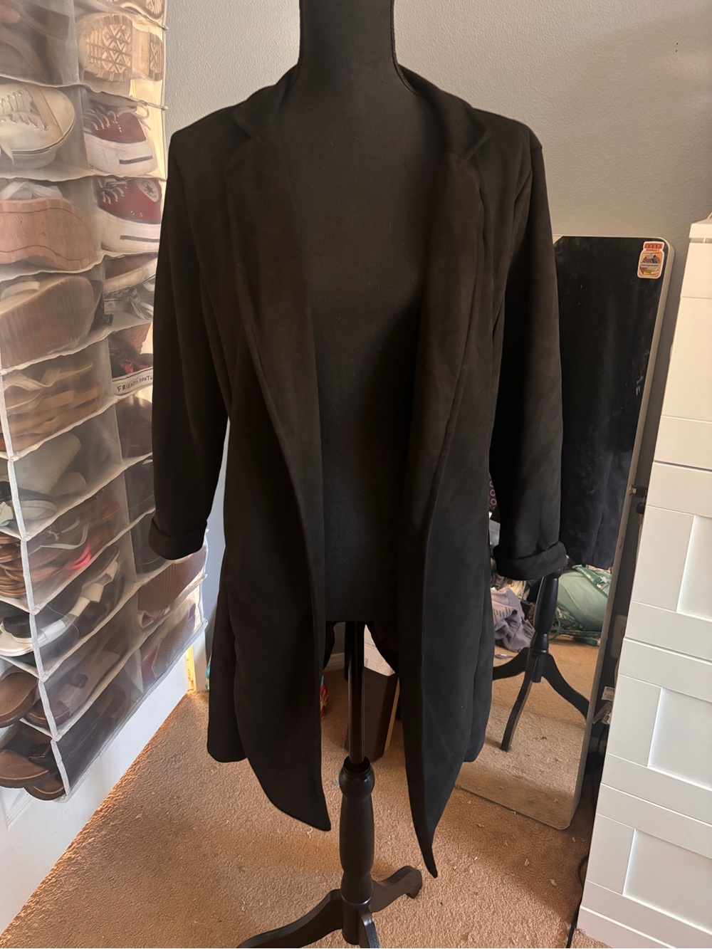 Windsor Black Open-Front Draped Blazer